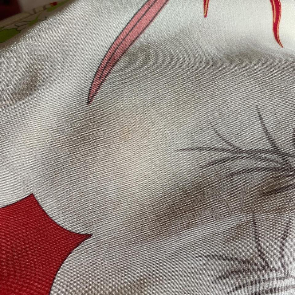 100% silk red and cream floral shirt small