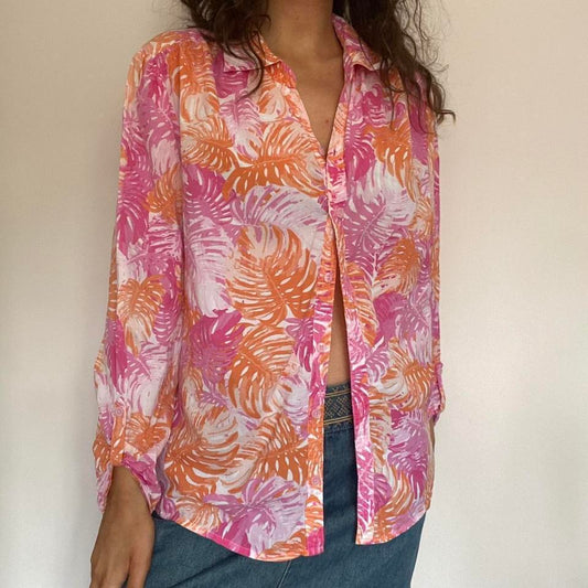 100% cotton pink & orange shirt XL