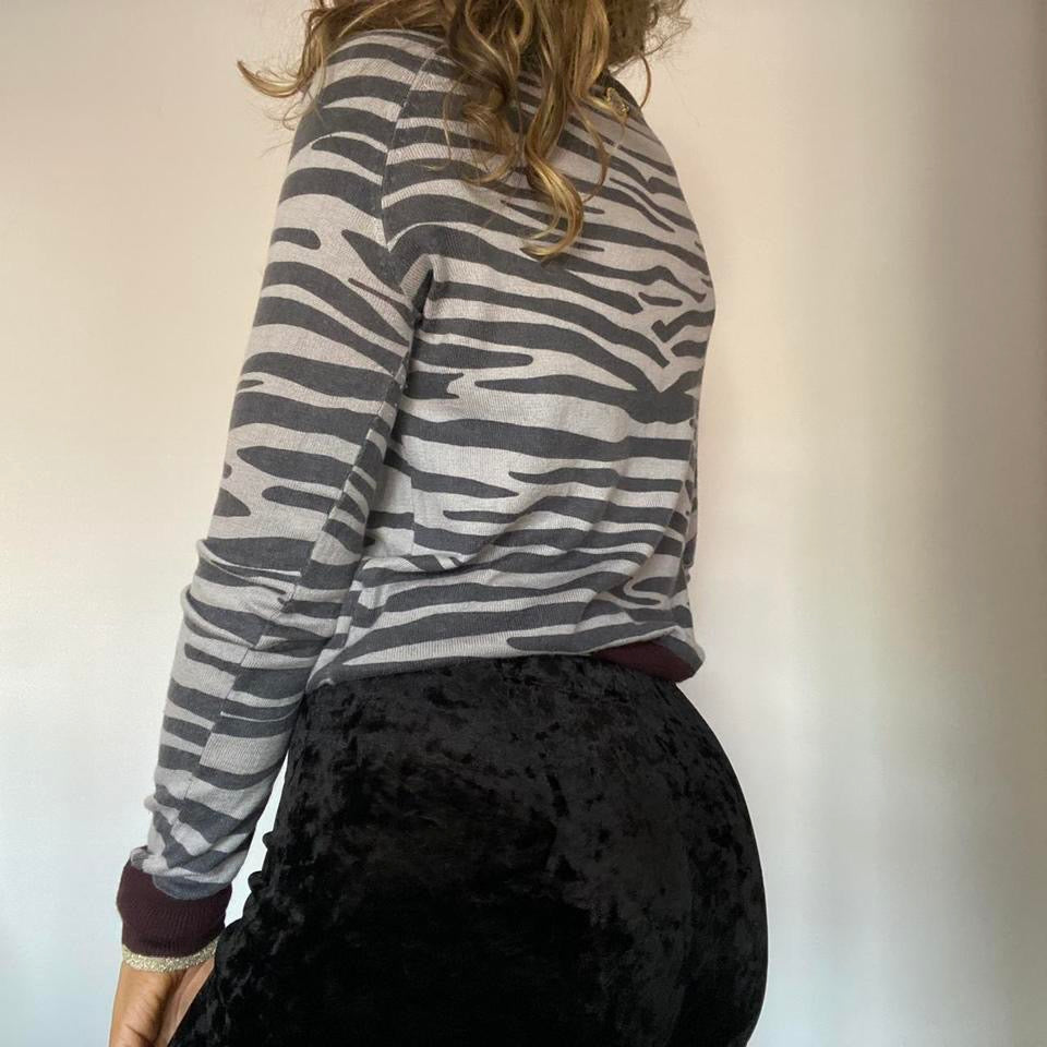 Zebra print grey cardigan small