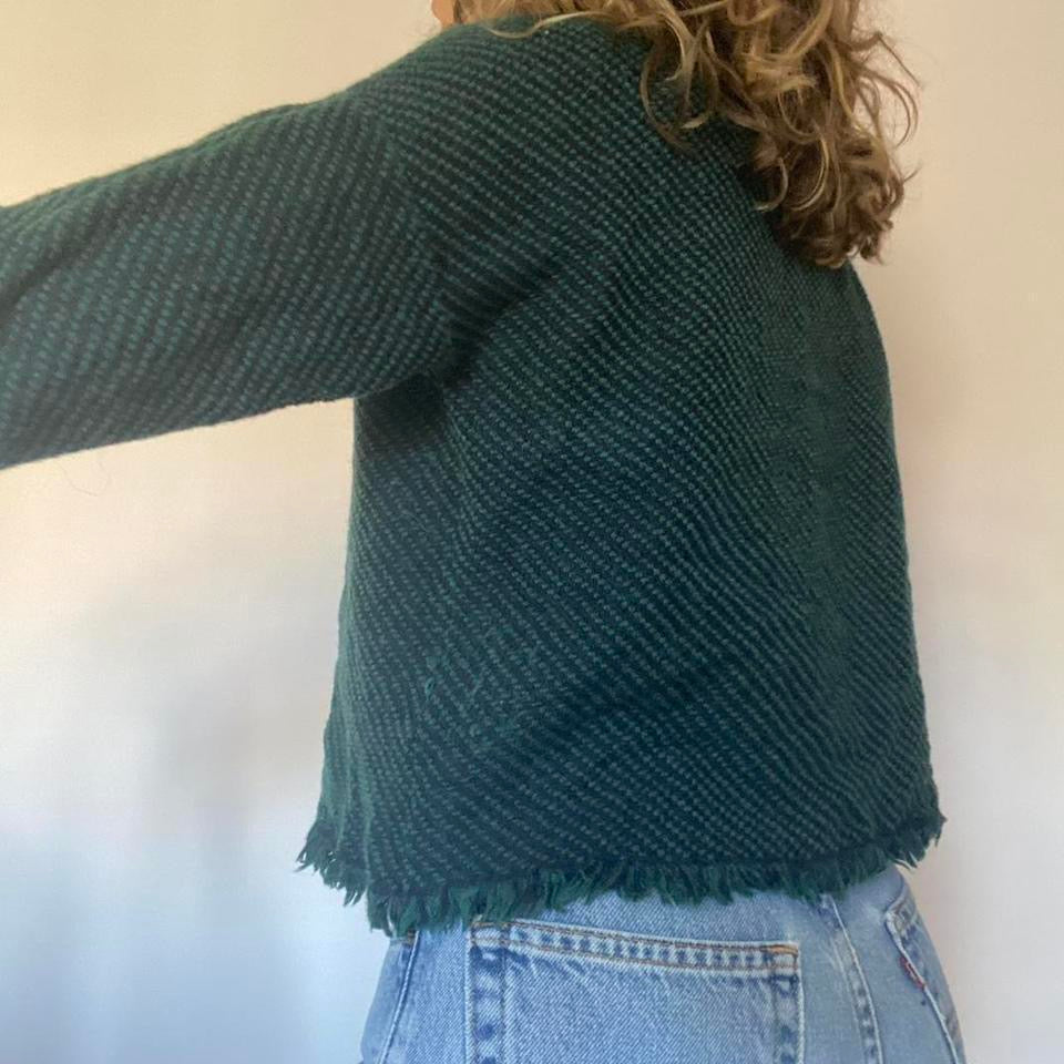 Luisa Spagnoli 100% wool green & navy striped beaded jumper medium