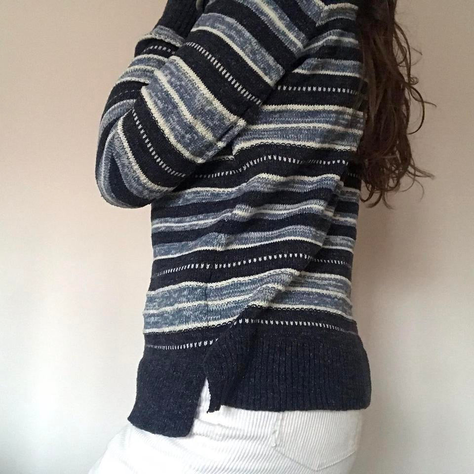 Chaps 100% cotton blue striped jumper medium