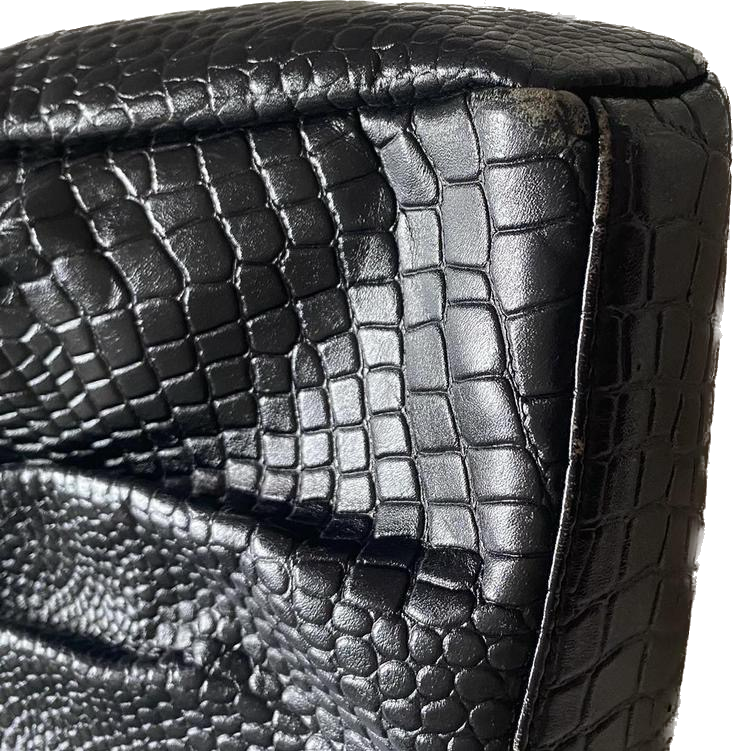 Bergamo black croc skin leather handbag