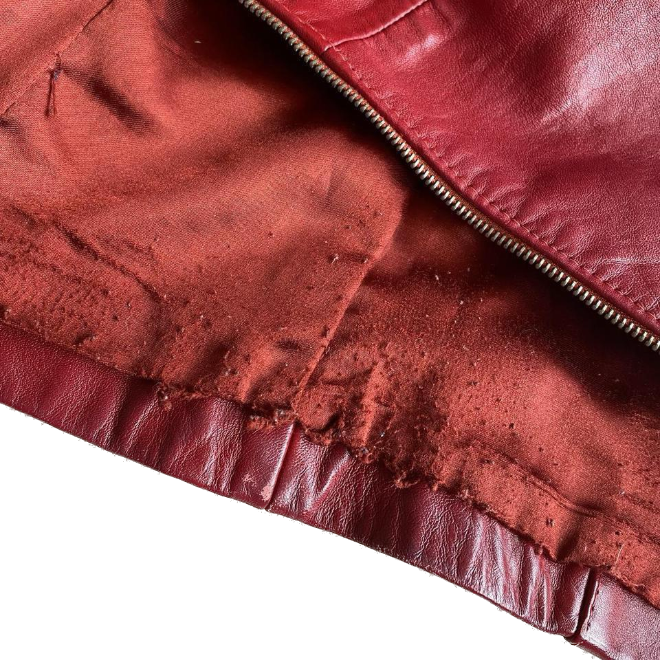 90s cherry red genuine leather jacket small