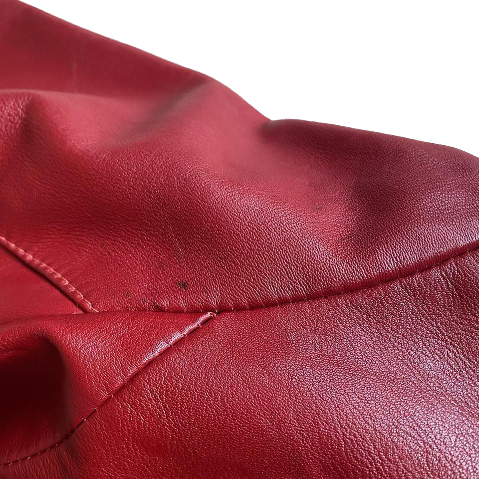 90s cherry red genuine leather jacket small