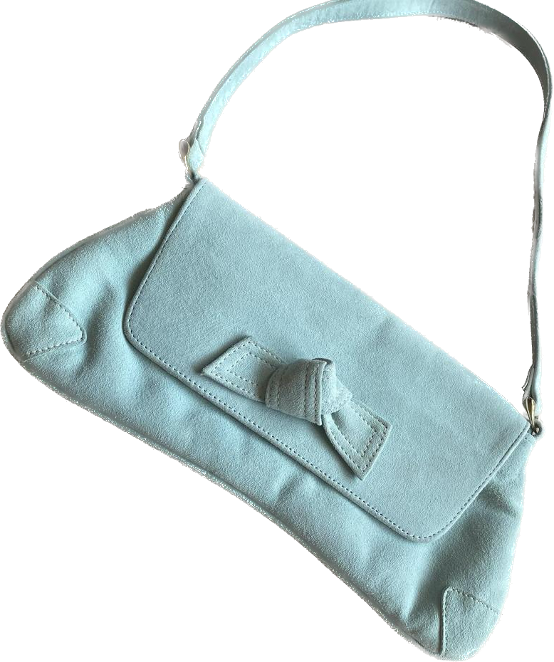Suede mint green bow detailed handbag