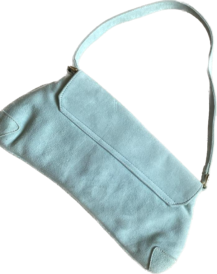 Suede mint green bow detailed handbag