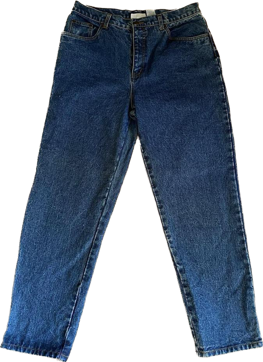 100% cotton 90s blue high waisted denim jeans w33”