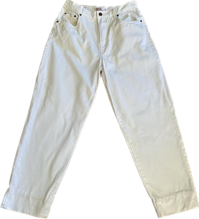 100% cotton 90s white high waisted jeans w31”