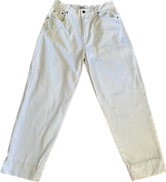 100% cotton 90s white high waisted jeans w31”