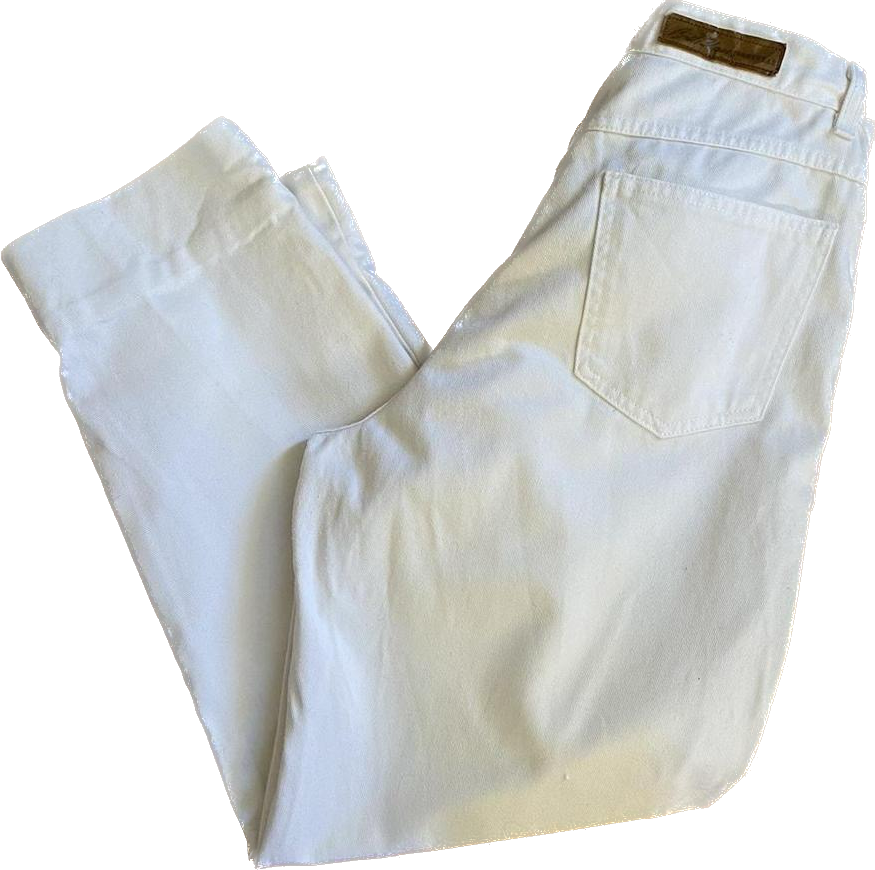 100% cotton 90s white high waisted jeans w31”